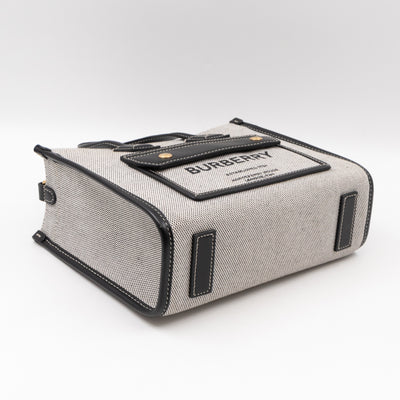 Freya Mini Two-Tone Tote White & Black Canvas