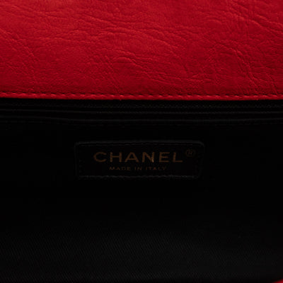 Medallion Charm Flap Bag Medium Red Chevron Calfskin Leather