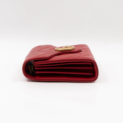 GG Marmont Matelasse Chain Wallet Red Leather