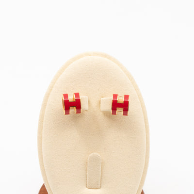 Pop H Earrings Red & Gold