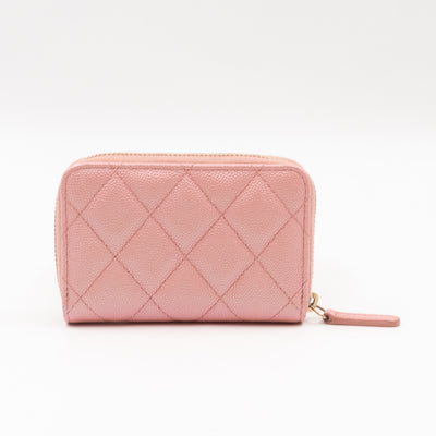 Zip Around Coin Purse Pearl Pink Caviar Leather