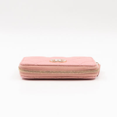 Zip Around Coin Purse Pearl Pink Caviar Leather