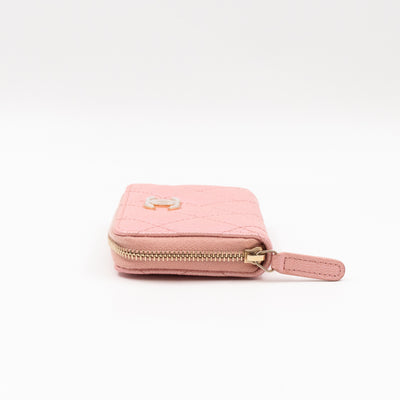 Zip Around Coin Purse Pearl Pink Caviar Leather