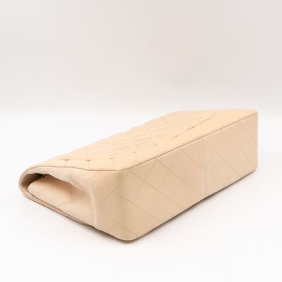 Classic Single Flap Jumbo Beige Leather