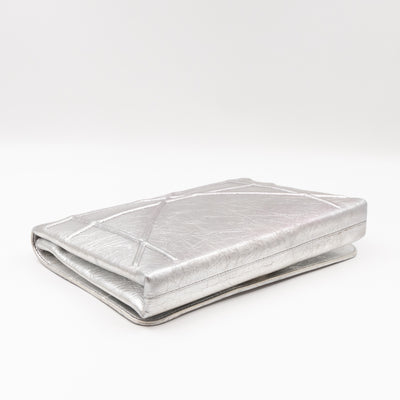 Diorama Clutch Metallic Silver Calfskin Leather