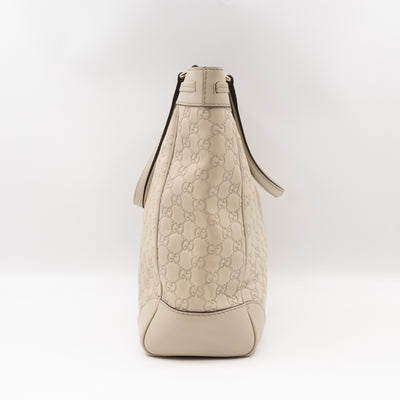 Mayfair Bow Tote Bag Ivory White Guccissima Leather