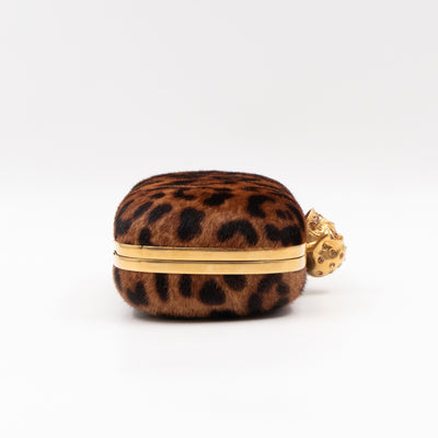 Skull Box Clutch Calf Hair Leopard Print Haircalf