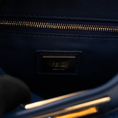 Peekaboo Mini Blue Shearling Leather
