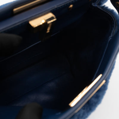 Peekaboo Mini Blue Shearling Leather