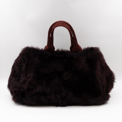 Eco Lapin Faux Fur Handbag Burgundy