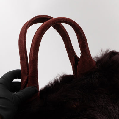 Eco Lapin Faux Fur Handbag Burgundy