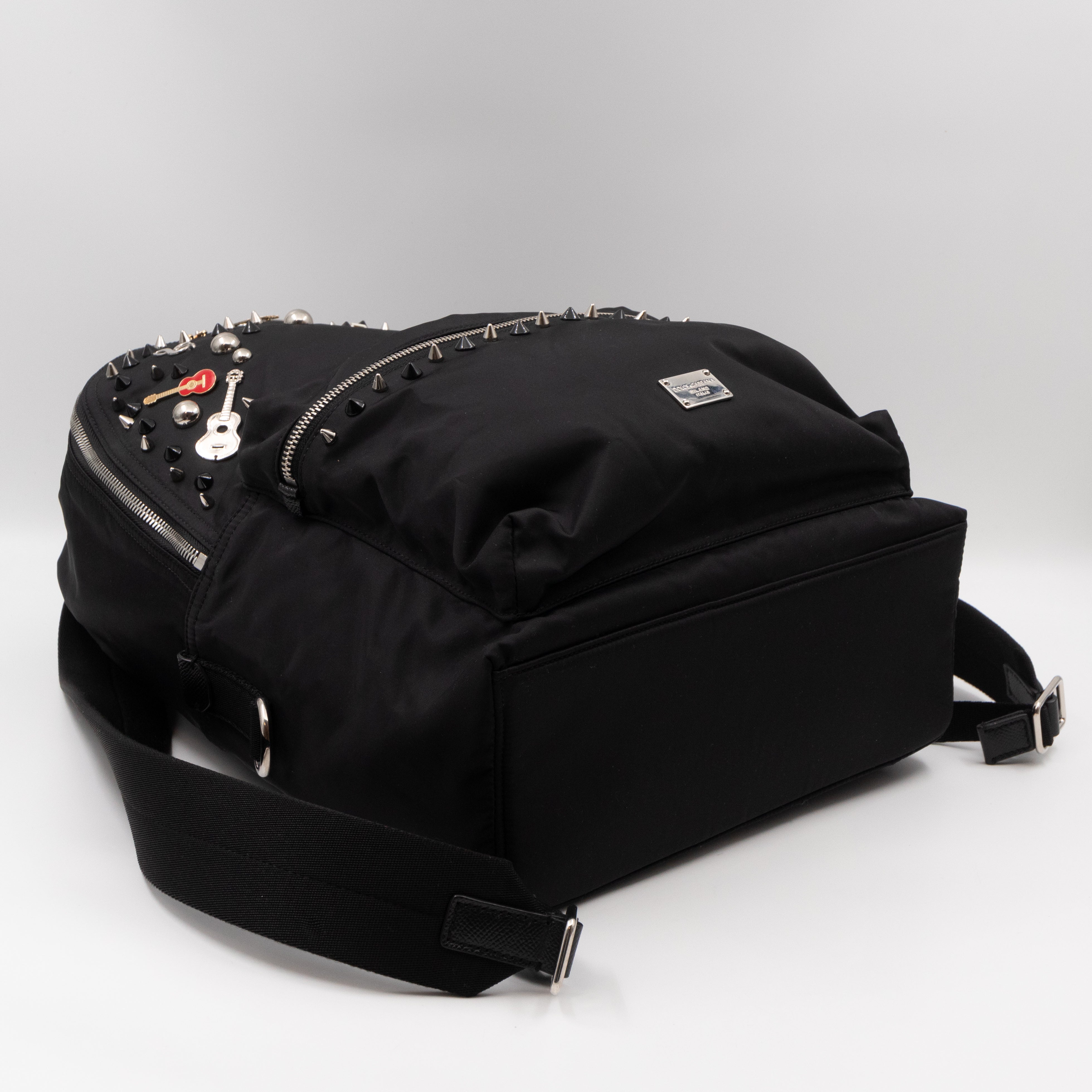 Vulcano Backpack Studs & Pins Black Nylon