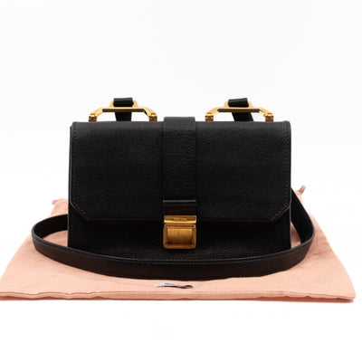 Bandoliera Madras Shoulder Bag Black Goatskin Leather