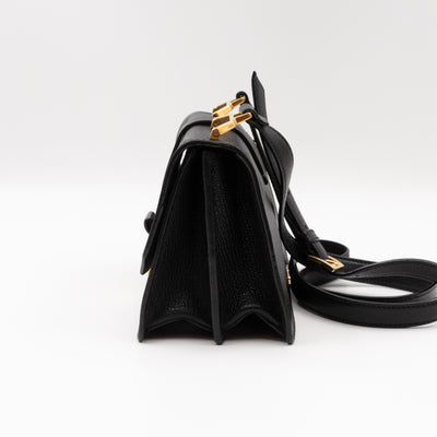 Bandoliera Madras Shoulder Bag Black Goatskin Leather