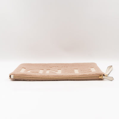 Fendi Roma Large Flat Pouch Pink Shearling
