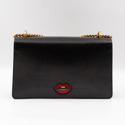 GG Marmont Medium Malaga Heart Chain Bag Black Leather