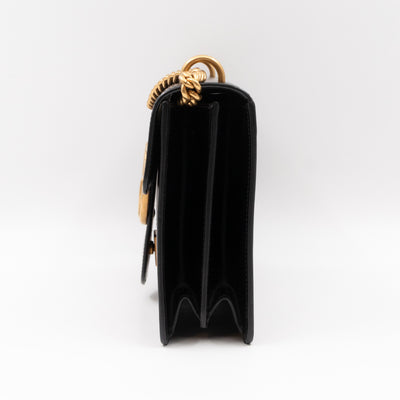 GG Marmont Medium Malaga Heart Chain Bag Black Leather
