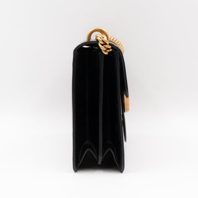 GG Marmont Medium Malaga Heart Chain Bag Black Leather