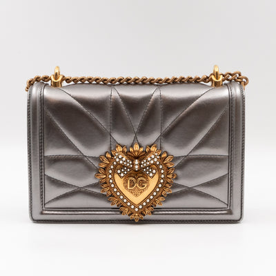 Devotion Medium Shoulder Bag Metallic Quilted Leather
