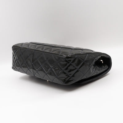 Classic Single Flap Jumbo Navy Blue Patent Leather