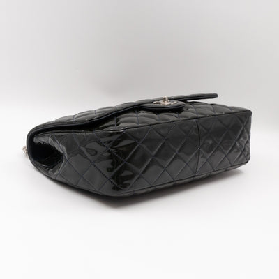 Classic Single Flap Jumbo Navy Blue Patent Leather