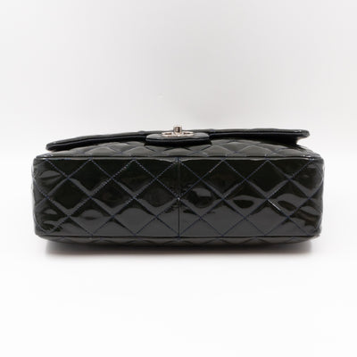Classic Single Flap Jumbo Navy Blue Patent Leather