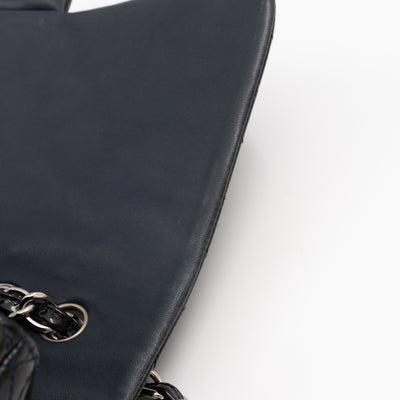 Classic Single Flap Jumbo Navy Blue Patent Leather