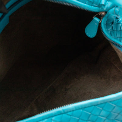 Belly Large Hobo Bag Intrecciato Sky Blue Leather