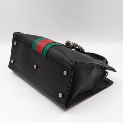 Web Dionysus Medium Tote Black Calfskin Leather