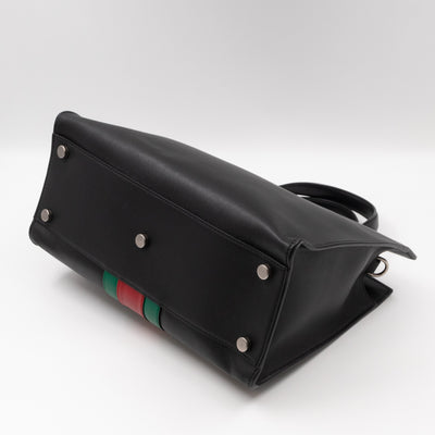Web Dionysus Medium Tote Black Calfskin Leather
