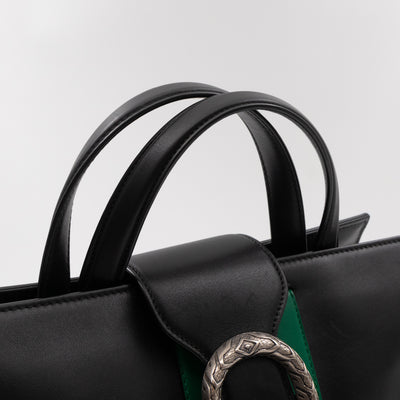Web Dionysus Medium Tote Black Calfskin Leather
