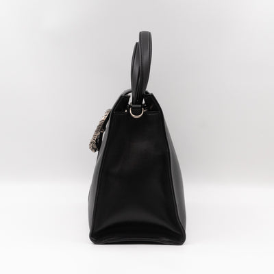 Web Dionysus Medium Tote Black Calfskin Leather