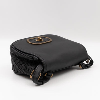 Luna Crossbody Bag Intrecciato Black Leather