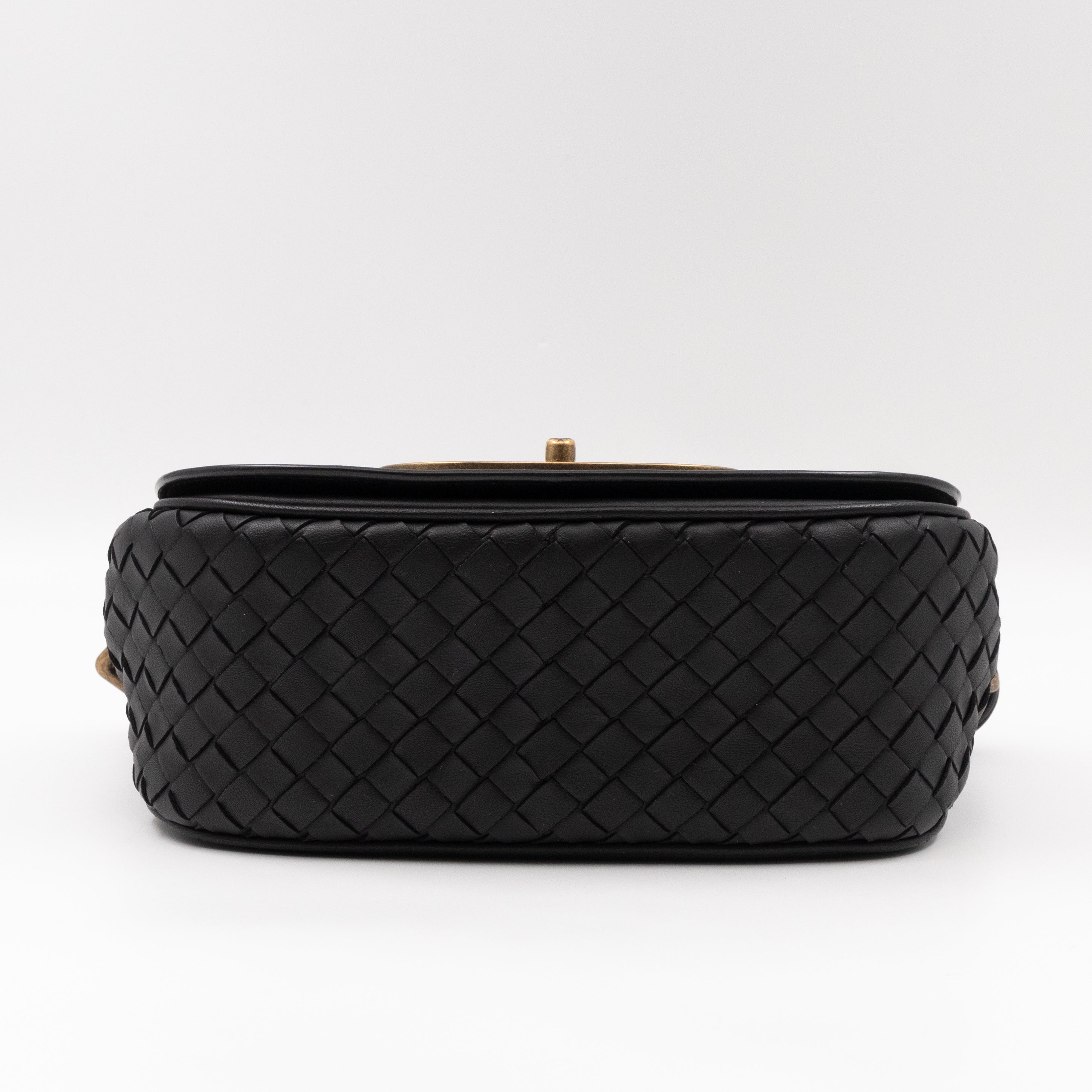Luna Crossbody Bag Intrecciato Black Leather