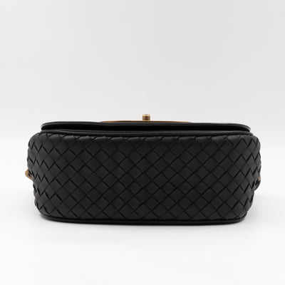 Luna Crossbody Bag Intrecciato Black Leather