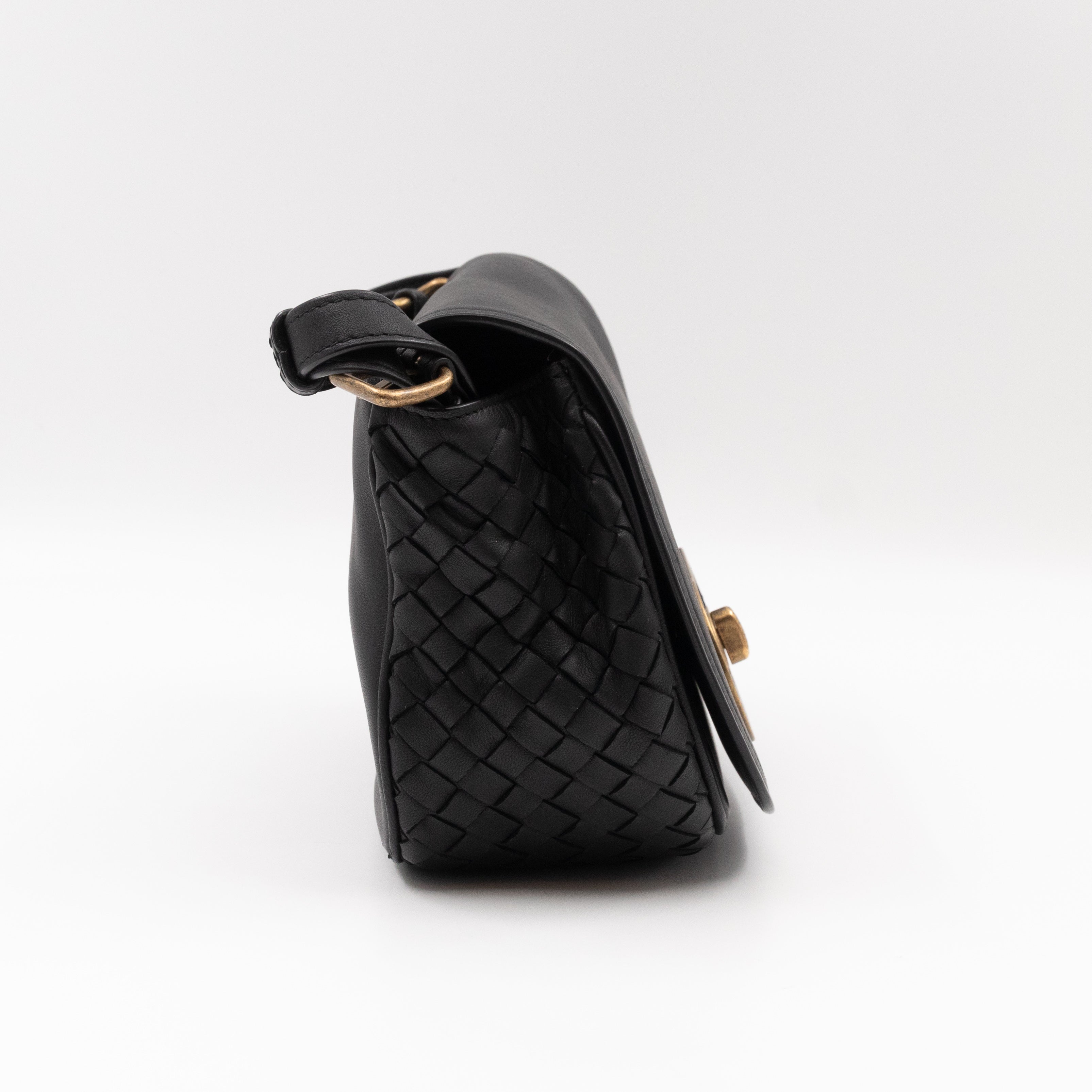 Luna Crossbody Bag Intrecciato Black Leather