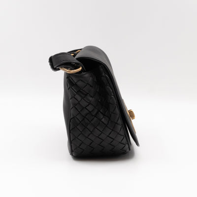 Luna Crossbody Bag Intrecciato Black Leather