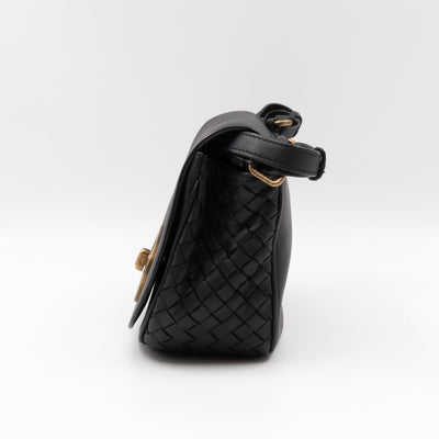 Luna Crossbody Bag Intrecciato Black Leather