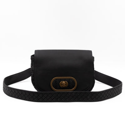 Luna Crossbody Bag Intrecciato Black Leather