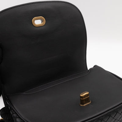 Luna Crossbody Bag Intrecciato Black Leather