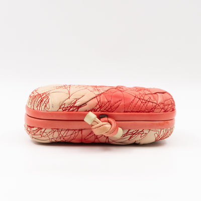 Knot Clutch Pink Embroidered Leather