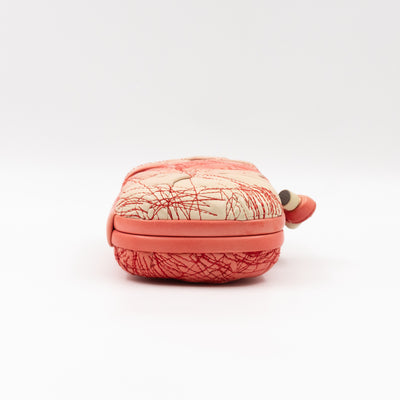 Knot Clutch Pink Embroidered Leather