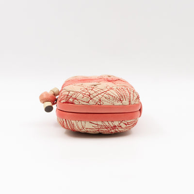 Knot Clutch Pink Embroidered Leather