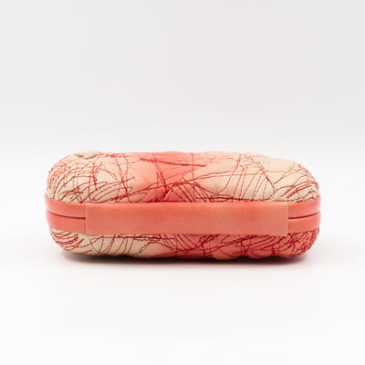 Knot Clutch Pink Embroidered Leather