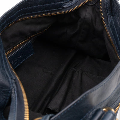 Giant Town Navy Blue Leather Gold
