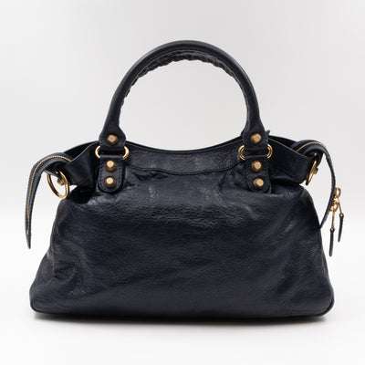 Giant Town Navy Blue Leather Gold