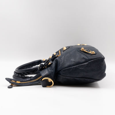 Giant Town Navy Blue Leather Gold