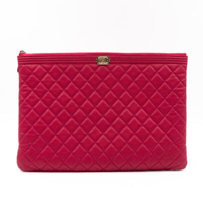 Boy O Case Clutch Large Pink Caviar Leather