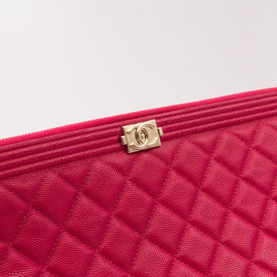 Boy O Case Clutch Large Pink Caviar Leather