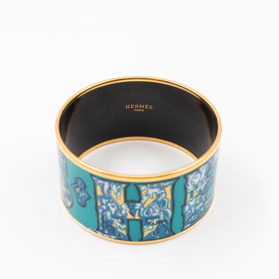 Alphabet Russe Enamel Extra Wide Bracelet Turquoise Bleu Kaki